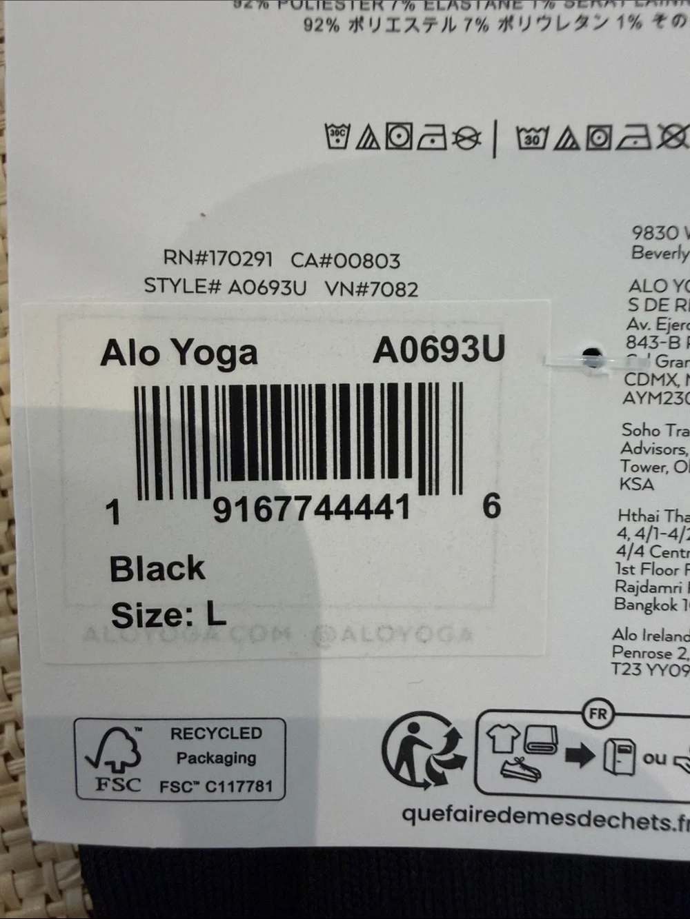 NWT ALO Yoga Unisex Half-Crew Performance Socks - Black with Gray Stripes